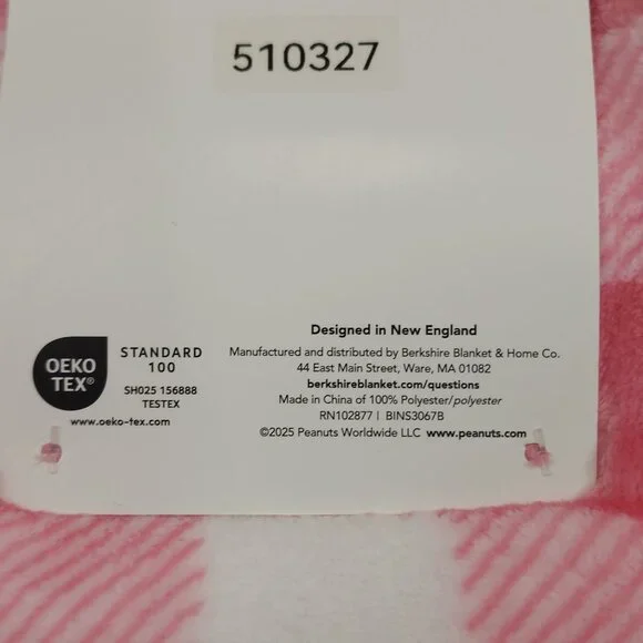 Peanuts Snoopy Woodstock Pet Throw Blanket By Berkshire Christmas Pink Plaid - Picture 8 of 12